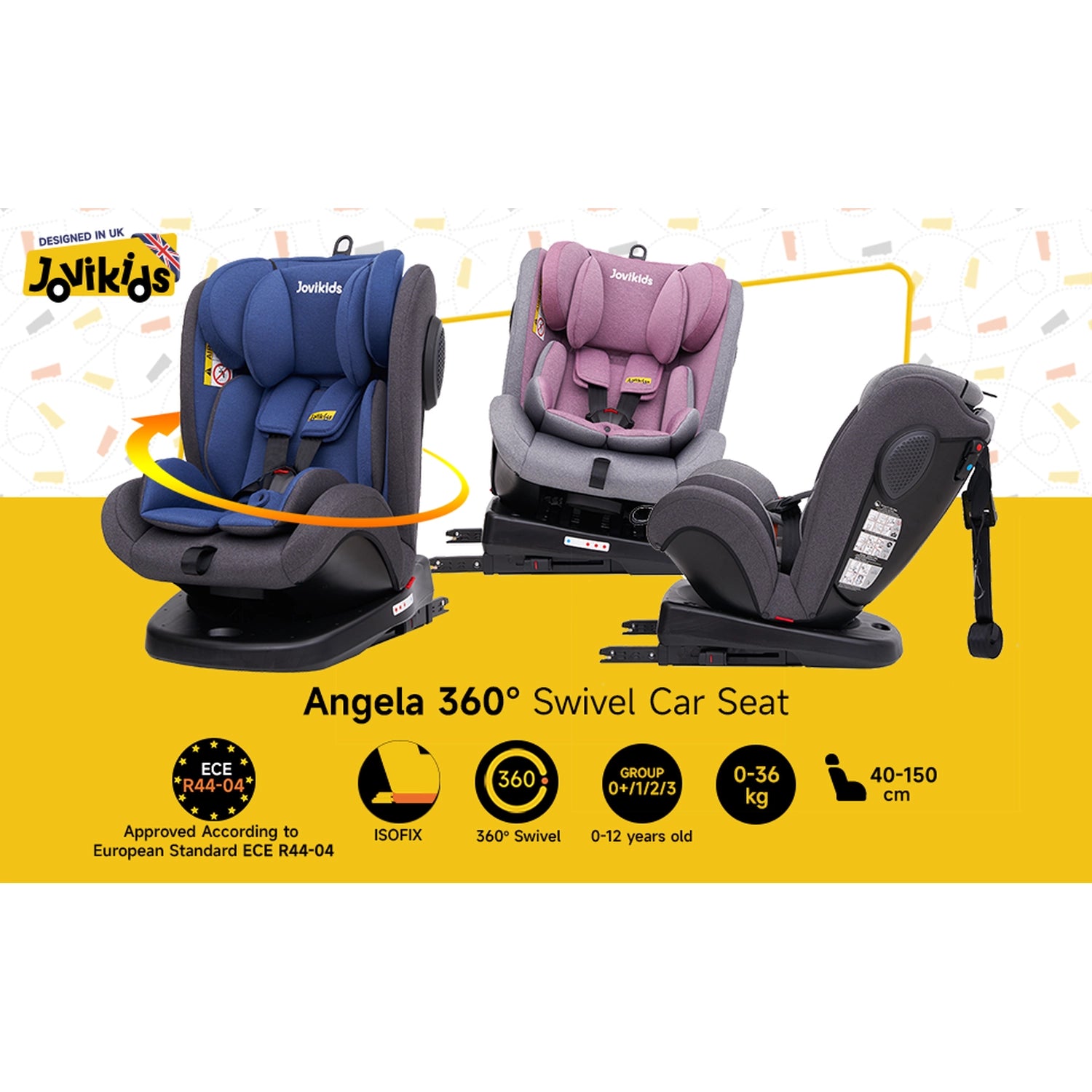 Angela Isofix Rotating Car Seat - Pink