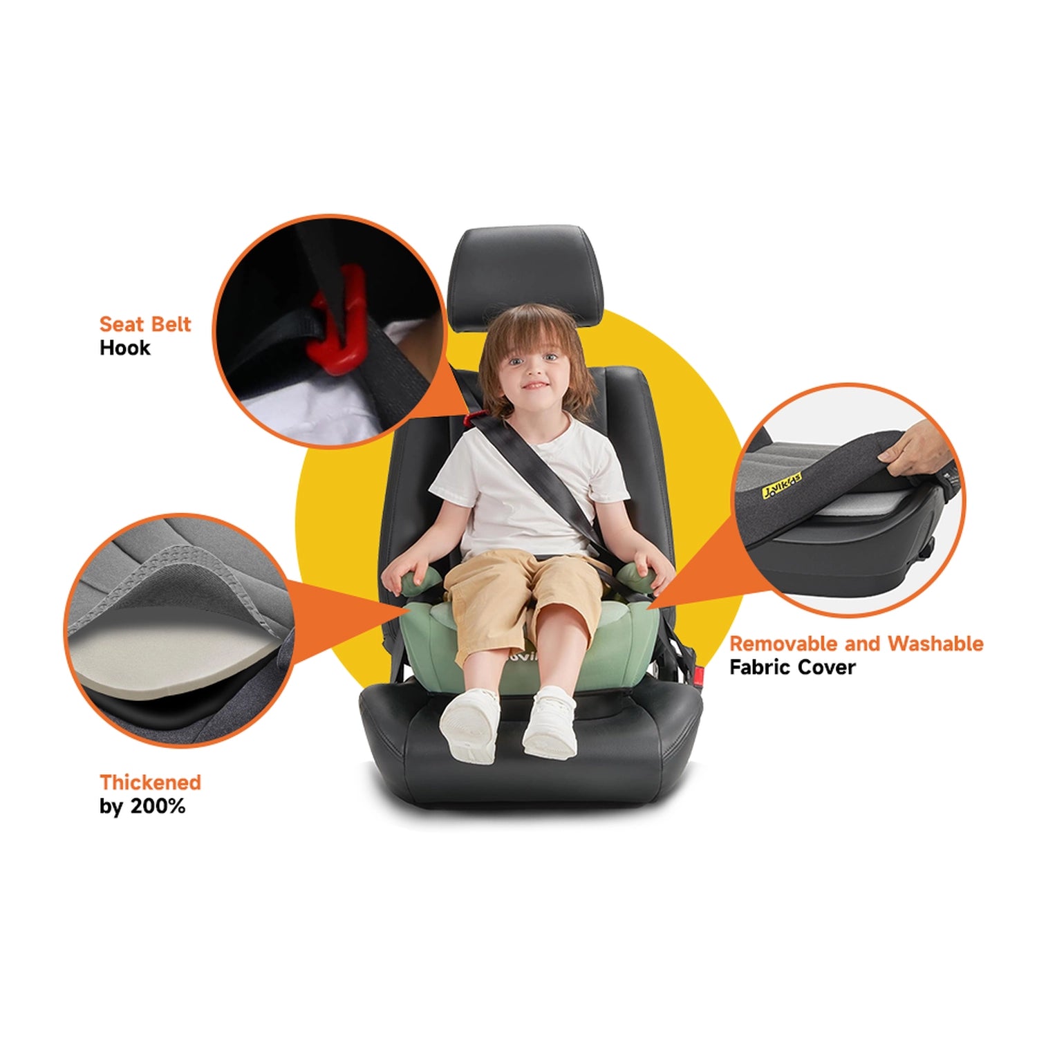 مقعد سيارة معزز Jovikids Ohho I-Size ISOFIX للأطفال من 6 إلى 12 سنة