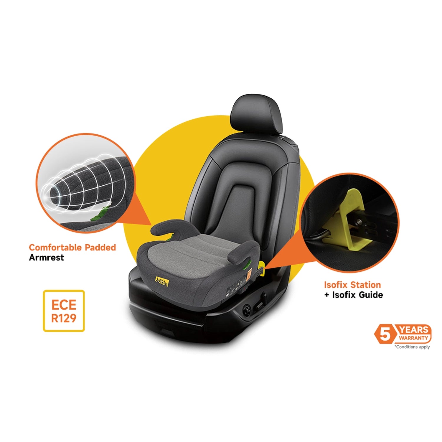 Ohho I-Size Booster Car Seat ISOFIX 6-12Y - Black